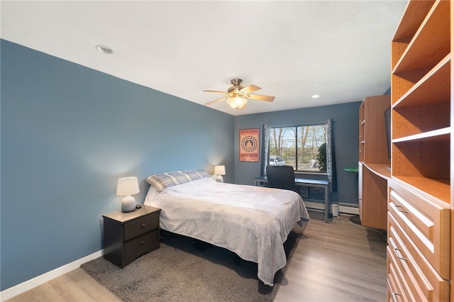 752 Quaker Ln Unit B108, Warwick, RI 02818 - bedroom with recessed lighting, baseboards, ceiling fan, and light wood-style floors