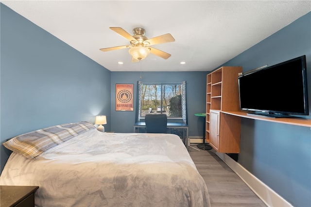 752 Quaker Ln Unit B108, Warwick, RI 02818 - bedroom featuring baseboards, recessed lighting, light wood finished floors, and a ceiling fan