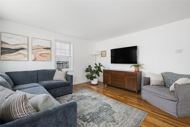 living area with wood finished floors
