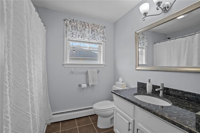 60 Hawthorne Pl Unit 23, North Providence, RI 02904 - bathroom with vanity, toilet, tile patterned floors, and a baseboard radiator