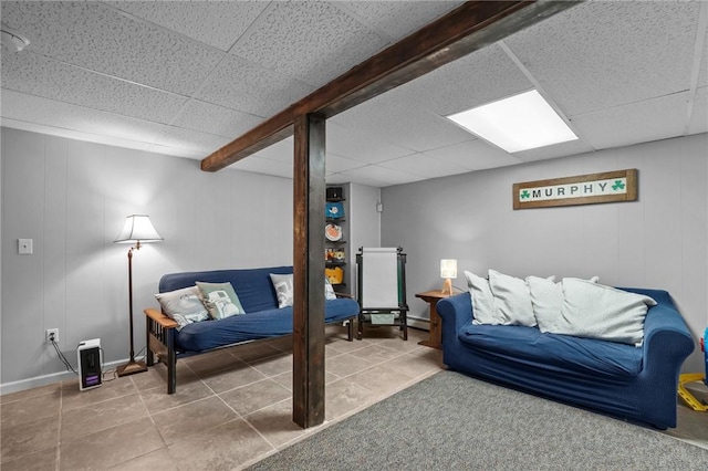60 Hawthorne Pl Unit 23, North Providence, RI 02904 - tiled living area featuring a drop ceiling