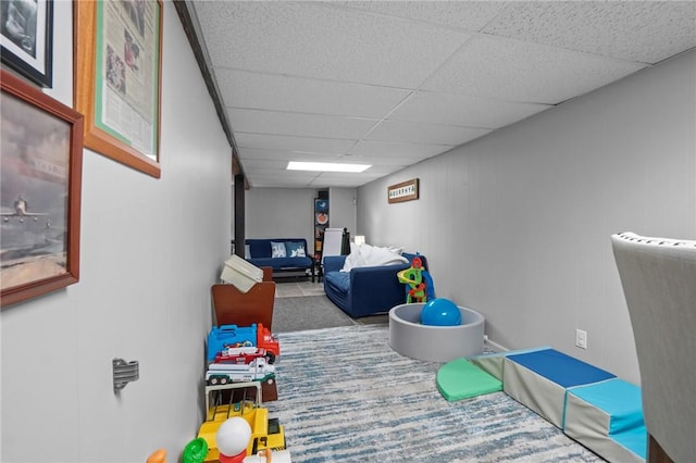 60 Hawthorne Pl Unit 23, North Providence, RI 02904 - game room featuring carpet flooring and a paneled ceiling