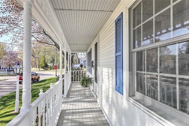 deck featuring covered porch