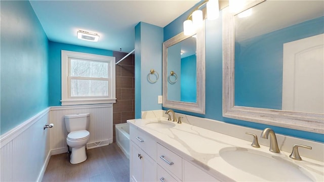 108 Shady Lea Rd, North Kingstown, RI 02852 - full bath featuring a sink, shower / bath combination, toilet, and double vanity