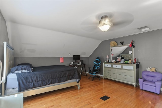 70 Perkins Ave, Cranston, RI 02910 - bedroom featuring visible vents, light wood-style flooring, ceiling fan, and vaulted ceiling