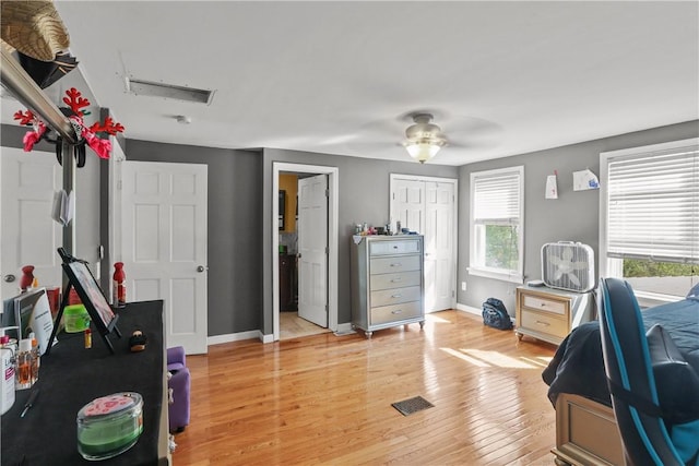 70 Perkins Ave, Cranston, RI 02910 - office with baseboards, ceiling fan, visible vents, and light wood-style flooring