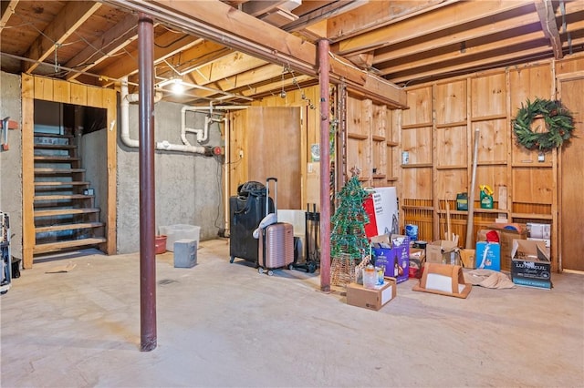 unfinished below grade area with stairway