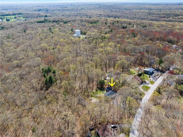 aerial view featuring a forest view