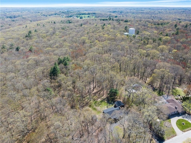 bird's eye view featuring a view of trees