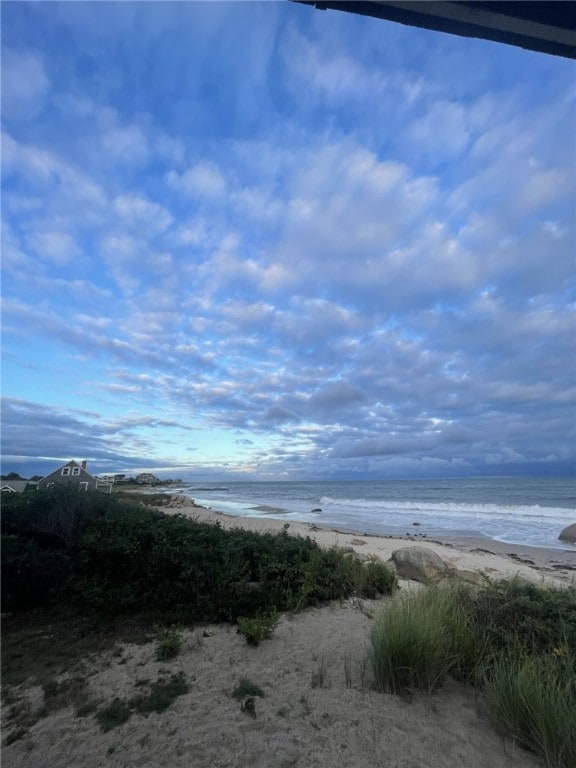 property view of water featuring a view of the beach