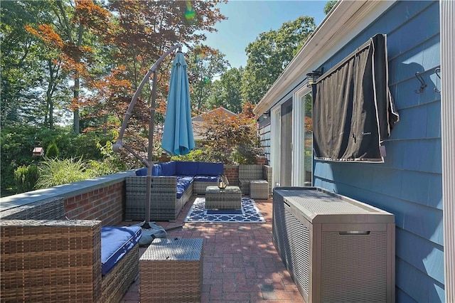 exterior space featuring outdoor lounge area
