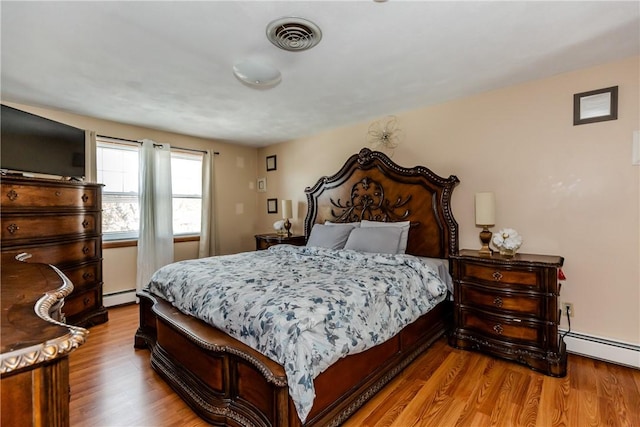 23 Oak Grove Blvd, North Providence, RI 02911 - bedroom with visible vents, baseboard heating, and wood finished floors