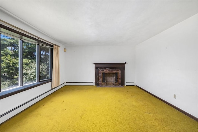 49 Magnolia Ln, Coventry, RI 02816 - unfurnished living room with carpet floors, a healthy amount of sunlight, and a fireplace