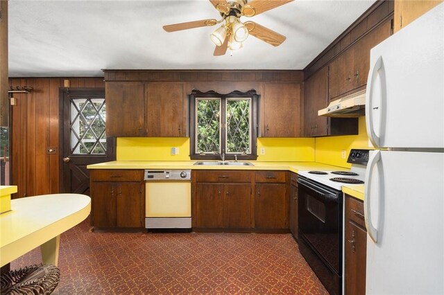 49 Magnolia Ln, Coventry, RI 02816 - kitchen featuring white appliances, under cabinet range hood, a wealth of natural light, and a sink