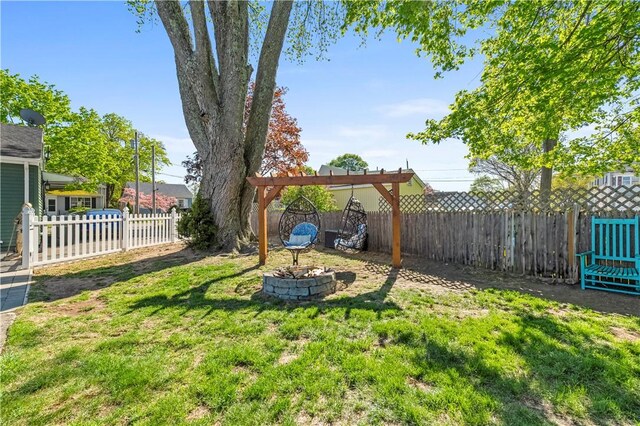 view of yard with a fenced backyard