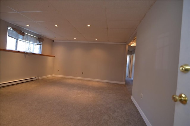 300 Smithfield Rd Unit P1-1, Providence, RI 02904 - carpeted spare room featuring baseboards, a baseboard radiator, and a drop ceiling