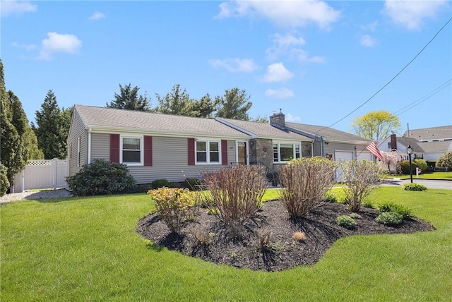 289 Oliphant Ln, Middletown, RI 02842 - single story home featuring an attached garage, fence, a chimney, and a front lawn