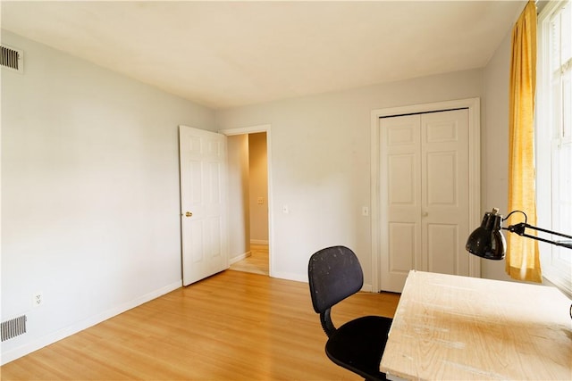 51 Scenic Dr, West Warwick, RI 02893 - office space with baseboards, light wood-style flooring, and visible vents