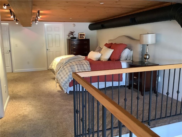 1 Tupperware Dr Unit 233, North Smithfield, RI 02896 - bedroom with carpet flooring, rail lighting, wood ceiling, and baseboards