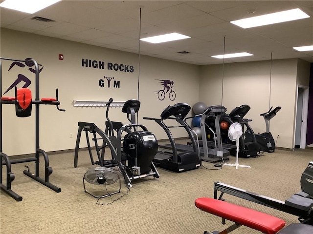 1 Tupperware Dr Unit 233, North Smithfield, RI 02896 - gym with carpet, baseboards, and a paneled ceiling