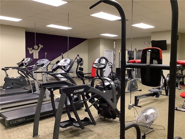 1 Tupperware Dr Unit 233, North Smithfield, RI 02896 - workout area with carpet flooring and a drop ceiling