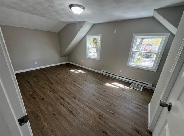 191 Canfield Ave, Warwick, RI 02889 - bonus room with vaulted ceiling, a baseboard heating unit, dark wood finished floors, and baseboards