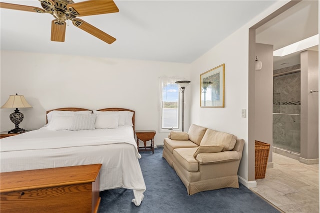 bedroom with baseboards and ceiling fan