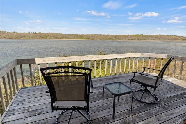 wooden terrace with a water view