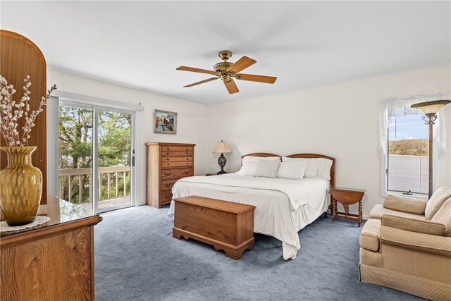64 Starr Dr, Narragansett, RI 02882 - carpeted bedroom with ceiling fan and access to exterior