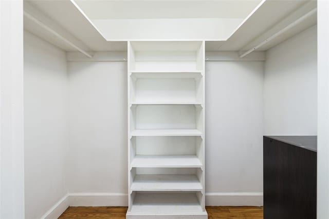 walk in closet featuring wood finished floors