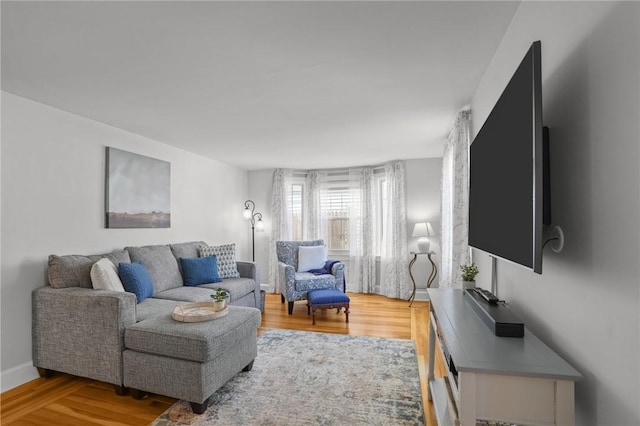 living room with wood finished floors
