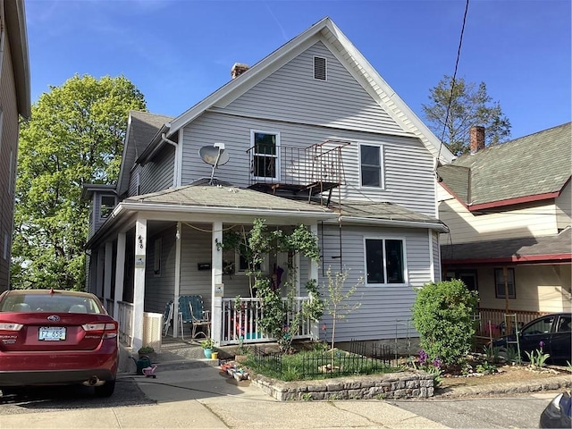 446 Carrington Ave, Woonsocket, RI 02895 - view of front facade featuring a porch