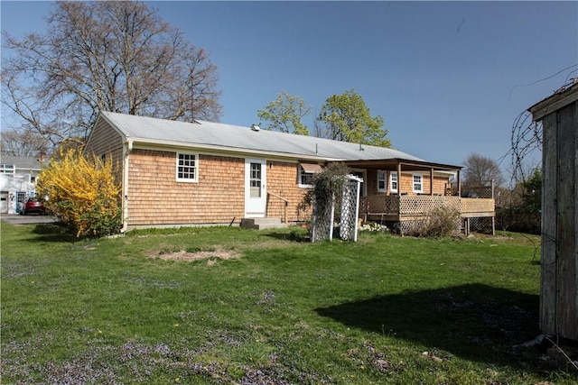 7 Smithfield Dr, Middletown, RI 02842 - back of house featuring a yard and entry steps
