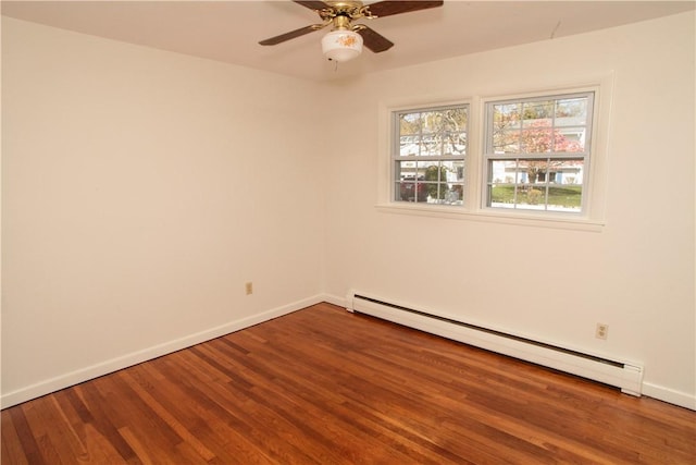 7 Smithfield Dr, Middletown, RI 02842 - unfurnished room with baseboards, a ceiling fan, wood finished floors, and baseboard heating