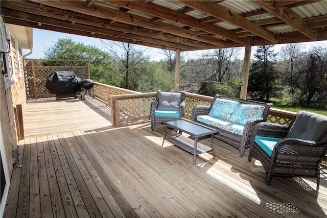 7 Smithfield Dr, Middletown, RI 02842 - wooden deck with grilling area and outdoor lounge area