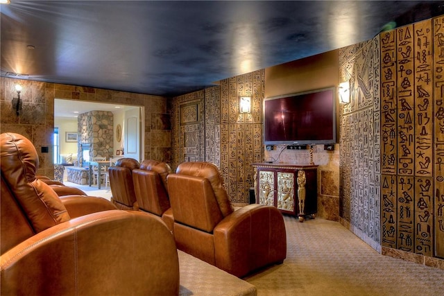 cinema room with carpet floors