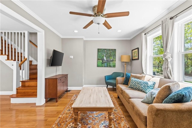 120 Columbia Heights Rd Unit 1, Charlestown, RI 02813 - living room with stairway, baseboards, recessed lighting, and light wood-style flooring