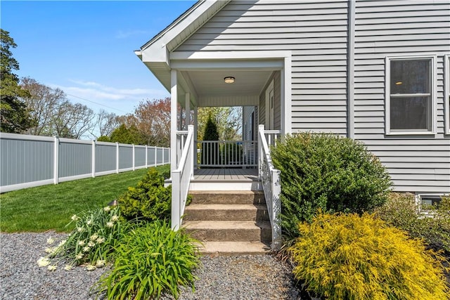 120 Columbia Heights Rd Unit 1, Charlestown, RI 02813 - property entrance with fence and covered porch
