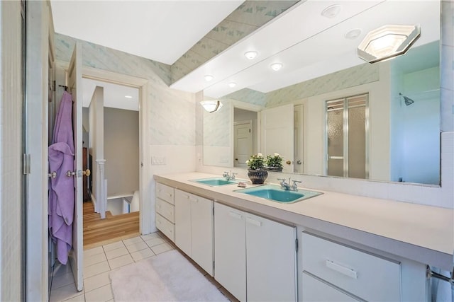 170 Summit Dr, Cranston, RI 02920 - bathroom with a sink, tile patterned flooring, and double vanity