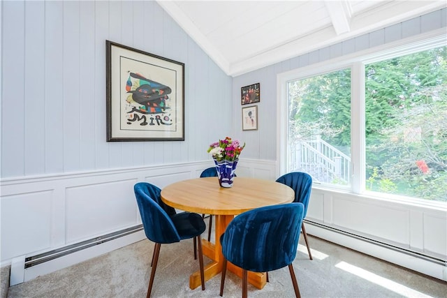 170 Summit Dr, Cranston, RI 02920 - dining area with a decorative wall, baseboard heating, and carpet floors