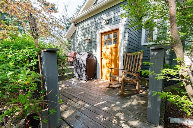 deck featuring area for grilling