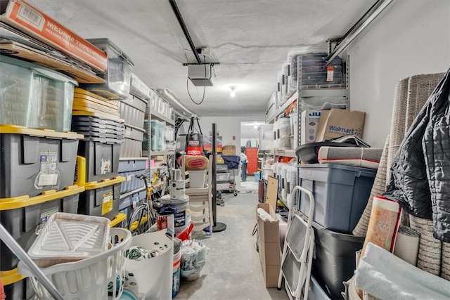 storage featuring a garage