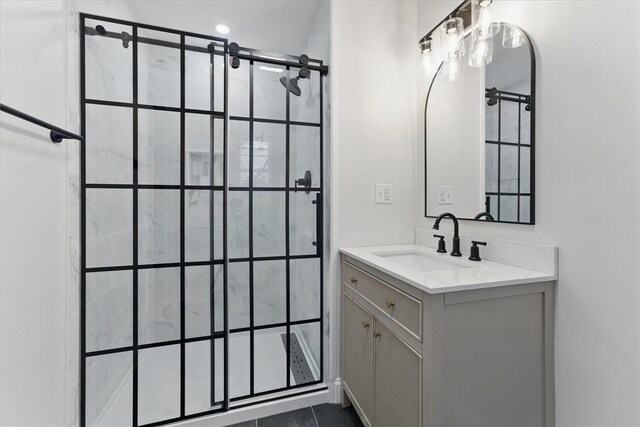 87 Dunedin St, Cranston, RI 02920 - bathroom featuring vanity and a tile shower