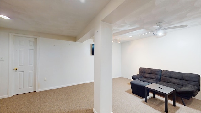 interior space featuring baseboards, carpet flooring, and recessed lighting