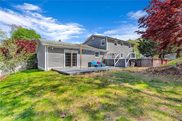 105 Quaker Dr, West Warwick, RI 02893 - rear view of property with fence, a yard, and a deck