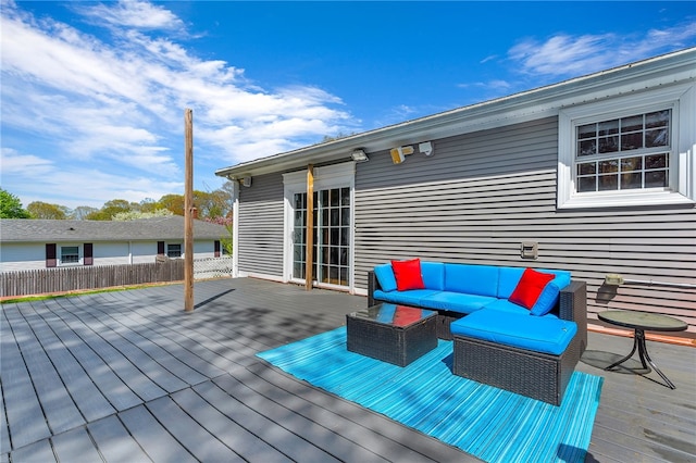 105 Quaker Dr, West Warwick, RI 02893 - wooden terrace featuring outdoor lounge area and fence