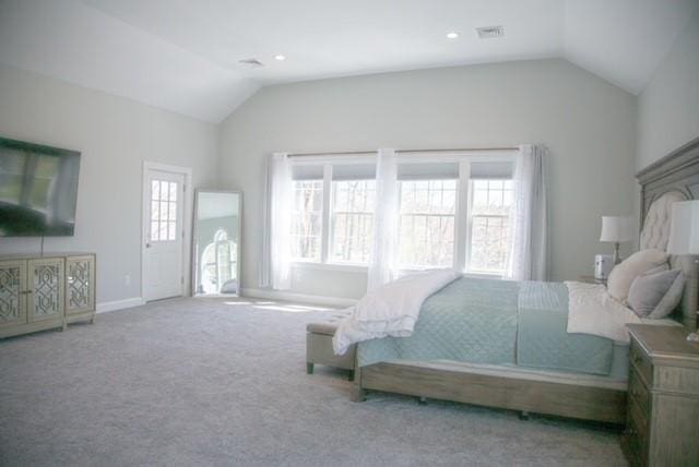 70 Shady Ln, Burrillville, RI 02859 - bedroom featuring vaulted ceiling, baseboards, and carpet floors