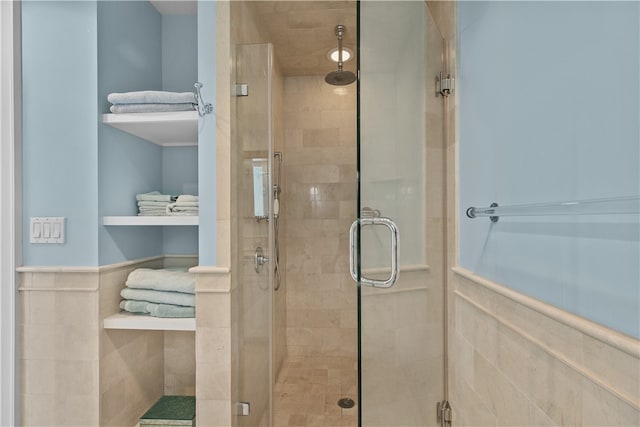 1 Tower Dr Unit 1502, Portsmouth, RI 02871 - full bath with a wainscoted wall and a stall shower