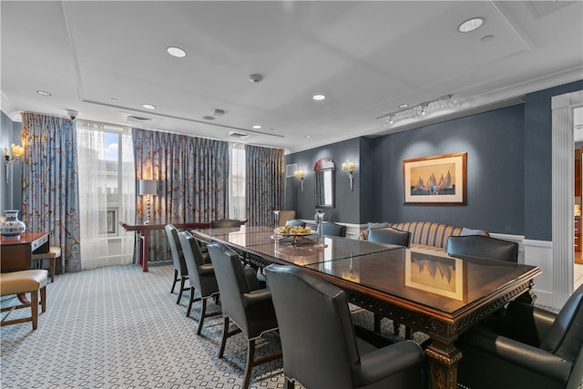 1 Tower Dr Unit 1502, Portsmouth, RI 02871 - dining room with ornamental molding, light carpet, and recessed lighting