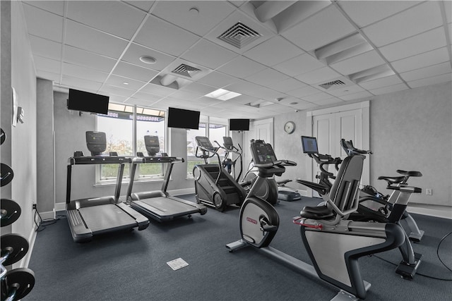 1 Tower Dr Unit 1502, Portsmouth, RI 02871 - gym with baseboards, a drop ceiling, and visible vents